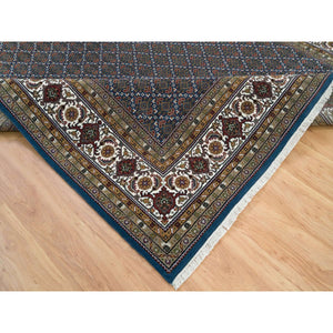 8'x10'4" Mavericks Blue And Shadow White, Herati Criss Cross All Over Fish Design, Hand Knotted, 175 Kpsi, 100% Wool, Oriental Rug FWR394758