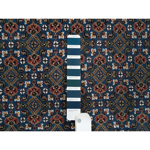 8'x10'4" Mavericks Blue And Shadow White, Herati Criss Cross All Over Fish Design, Hand Knotted, 175 Kpsi, 100% Wool, Oriental Rug FWR394758
