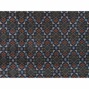 8'x10'4" Mavericks Blue And Shadow White, Herati Criss Cross All Over Fish Design, Hand Knotted, 175 Kpsi, 100% Wool, Oriental Rug FWR394758