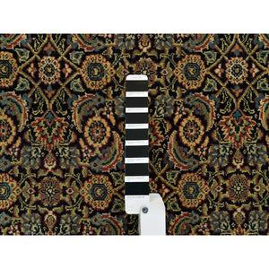 8'10"x12'6" Frost Black, Dense Weave, 250 Kpsi, Herati With All Over Fish Design, Natural Wool, Hand Knotted, Oriental Rug FWR394764