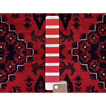Load image into Gallery viewer, 5&#39;x7&#39; Chili Red, Hand Knotted, Afghan Khamyab with Geometric Medallions Design, Pure Wool, Natural Dyes, Oriental Rug FWR3942