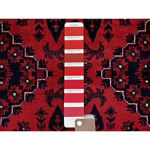 5'x7' Chili Red, Hand Knotted, Afghan Khamyab with Geometric Medallions Design, Pure Wool, Natural Dyes, Oriental Rug FWR3942
