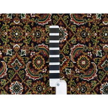 Load image into Gallery viewer, 5&#39;x5&#39; Retro Black, All Over Fish Mahi Herati Design, 175 Kpsi, Pure Wool, Hand Knotted, Square Oriental Rug FWR394806