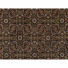 Load image into Gallery viewer, 5&#39;x5&#39; Retro Black, All Over Fish Mahi Herati Design, 175 Kpsi, Pure Wool, Hand Knotted, Square Oriental Rug FWR394806