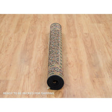 Load image into Gallery viewer, 5&#39;x5&#39; Retro Black, All Over Fish Mahi Herati Design, 175 Kpsi, Pure Wool, Hand Knotted, Square Oriental Rug FWR394806
