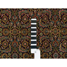 Load image into Gallery viewer, 4&#39;1&quot;x6&#39;3&quot; Grease Black, All Over Fish Herati Design, Densely Woven, 250 Kpsi, 100% Wool, Hand Knotted, Oriental Rug FWR394818