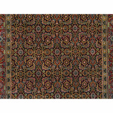 Load image into Gallery viewer, 4&#39;1&quot;x6&#39;3&quot; Grease Black, All Over Fish Herati Design, Densely Woven, 250 KPSI, 100% Wool, Hand Knotted, Oriental Rug FWR394818