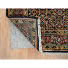 Load image into Gallery viewer, 4&#39;1&quot;x5&#39;9&quot; Asphalt Black And Sangria Red, 175 Kpsi, 100% Wool, Hand Knotted, All Over Fish Mahi Herati Design, Oriental Rug FWR394824
