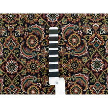 Load image into Gallery viewer, 4&#39;1&quot;x5&#39;9&quot; Asphalt Black And Sangria Red, 175 Kpsi, 100% Wool, Hand Knotted, All Over Fish Mahi Herati Design, Oriental Rug FWR394824