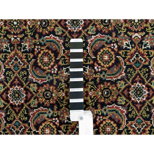 4'1"x5'9" Asphalt Black And Sangria Red, 175 Kpsi, 100% Wool, Hand Knotted, All Over Fish Mahi Herati Design, Oriental Rug FWR394824
