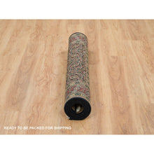 Load image into Gallery viewer, 4&#39;1&quot;x5&#39;9&quot; Asphalt Black And Sangria Red, 175 Kpsi, 100% Wool, Hand Knotted, All Over Fish Mahi Herati Design, Oriental Rug FWR394824