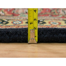 Load image into Gallery viewer, 4&#39;1&quot;x5&#39;9&quot; Asphalt Black And Sangria Red, 175 Kpsi, 100% Wool, Hand Knotted, All Over Fish Mahi Herati Design, Oriental Rug FWR394824