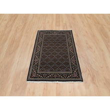 Load image into Gallery viewer, 3&#39;1&quot;x5&#39;1&quot; Eerie Black, All Over Fish With Tabriz Mahi Design, Pure Wool, Hand Knotted, 175 Kpsi, Oriental Rug FWR394842