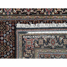 Load image into Gallery viewer, 3&#39;1&quot;x5&#39;1&quot; Eerie Black, All Over Fish With Tabriz Mahi Design, Pure Wool, Hand Knotted, 175 Kpsi, Oriental Rug FWR394842
