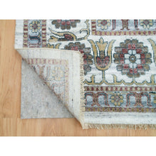 Load image into Gallery viewer, 13&#39;8&quot;x17&#39;9&quot; Pearl White, Unique Flower Rosettes Border Design, Hand Knotted, Natural Dyes, Natural Wool, Shiraz Reimagined, Thick And Plush, Oversized Sustainable Oriental Rug FWR394902