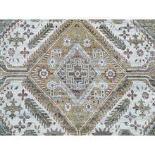 Load image into Gallery viewer, 13&#39;8&quot;x17&#39;9&quot; Pearl White, Unique Flower Rosettes Border Design, Hand Knotted, Natural Dyes, Natural Wool, Shiraz Reimagined, Thick And Plush, Oversized Sustainable Oriental Rug FWR394902