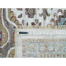 Load image into Gallery viewer, 13&#39;8&quot;x17&#39;9&quot; Pearl White, Unique Flower Rosettes Border Design, Hand Knotted, Natural Dyes, Natural Wool, Shiraz Reimagined, Thick And Plush, Oversized Sustainable Oriental Rug FWR394902