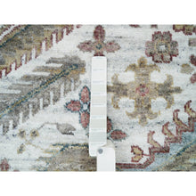 Load image into Gallery viewer, 14&#39;x14&#39; Smoky White, Shiraz Reimagined, Thick And Plush, Unique Flower Rosettes Border Design, Hand Knotted, Vegetable Dyes, Pure Wool, Square Sustainable Oriental Rug FWR394914