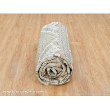 Load image into Gallery viewer, 14&#39;x14&#39; Smoky White, Shiraz Reimagined, Thick And Plush, Unique Flower Rosettes Border Design, Hand Knotted, Vegetable Dyes, Pure Wool, Square Sustainable Oriental Rug FWR394914