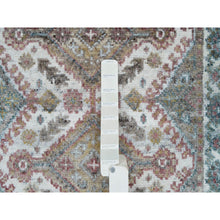 Load image into Gallery viewer, 2&#39;7&quot;x21&#39;9&quot; Vista White, Hand Knotted, Vegetable Dyes, 100% Wool, Shiraz Reimagined, Unique Flower Rosettes Border Design, Plush And Lush, Xl Runner Sustainable Oriental Rug FWR394920