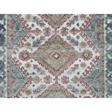 Load image into Gallery viewer, 2&#39;7&quot;x21&#39;9&quot; Vista White, Hand Knotted, Vegetable Dyes, 100% Wool, Shiraz Reimagined, Unique Flower Rosettes Border Design, Plush And Lush, Xl Runner Sustainable Oriental Rug FWR394920