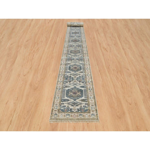 2'7"x21'7" Floral White, Extra Soft Wool, Hand Knotted, Thick and Plush, Reimagined Persian Viss Design, Tone on Tone, Natural Dyes, XL Runner, Oriental Rug FWR394938