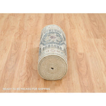 Load image into Gallery viewer, 2&#39;7&quot;x21&#39;7&quot; Floral White, Extra Soft Wool, Hand Knotted, Thick and Plush, Reimagined Persian Viss Design, Tone on Tone, Natural Dyes, XL Runner, Oriental Rug FWR394938