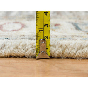 2'7"x21'7" Floral White, Extra Soft Wool, Hand Knotted, Thick and Plush, Reimagined Persian Viss Design, Tone on Tone, Natural Dyes, XL Runner, Oriental Rug FWR394938