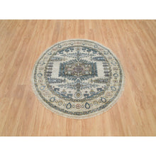 Load image into Gallery viewer, 5&#39;x5&#39; Old Lace Ivory, Soft &amp; Vibrant Pile, Hand Knotted, Tone On Tone, Vegetable Dyes, Reimagined Persian Viss Design, Soft Wool, Round, Oriental Rug FWR394950