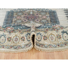 Load image into Gallery viewer, 8&#39;x8&#39; Alabaster Ivory, Thick And Plush, Soft Wool, Reimagined Persian Viss Design, Hand Knotted, Round Oriental Rug FWR394956