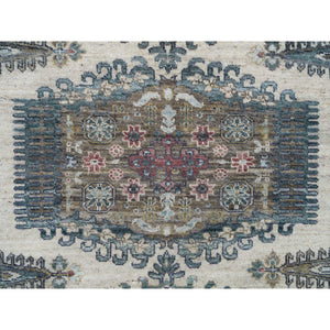 8'x8' Alabaster Ivory, Thick And Plush, Soft Wool, Reimagined Persian Viss Design, Hand Knotted, Round Oriental Rug FWR394956