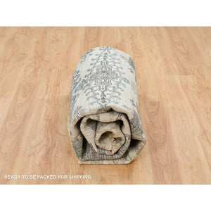 8'x8' Alabaster Ivory, Thick And Plush, Soft Wool, Reimagined Persian Viss Design, Hand Knotted, Round Oriental Rug FWR394956