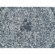 Load image into Gallery viewer, 6&#39;x6&#39; Ice Ice Gray, Wool And Silk, Broken And Erased Persian Design, Hand Knotted, Round Oriental Rug FWR394974