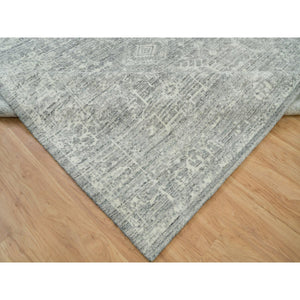 9'x12' Cloudy Gray, Karajeh Persian Design, 100% Wool, Hand Loomed, Oriental Rug FWR395004