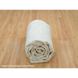 9'x12' Cloudy Gray, Karajeh Persian Design, 100% Wool, Hand Loomed, Oriental Rug FWR395004