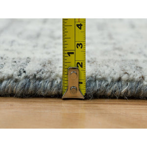 9'x12' Cloudy Gray, Karajeh Persian Design, 100% Wool, Hand Loomed, Oriental Rug FWR395004