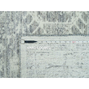 9'x12' Cloudy Gray, Karajeh Persian Design, 100% Wool, Hand Loomed, Oriental Rug FWR395004