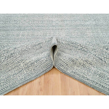 Load image into Gallery viewer, 8&#39;10&quot;x12&#39; Porcelain White with Pop of Templeton Gray, Tone on Tone, Pure Wool, Mamluk Design, Hand Loomed, Oriental Rug FWR395010