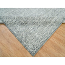 Load image into Gallery viewer, 8&#39;10&quot;x12&#39; Porcelain White with Pop of Templeton Gray, Tone on Tone, Pure Wool, Mamluk Design, Hand Loomed, Oriental Rug FWR395010