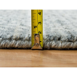 8'10"x12' Porcelain White with Pop of Templeton Gray, Tone on Tone, Pure Wool, Mamluk Design, Hand Loomed, Oriental Rug FWR395010