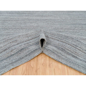 12'x15' Arsenic Gray, Soft And Vibrant Pile, Pure Wool Hand Loomed, Modern Striae Design, Oversized Oriental Rug FWR395016