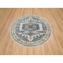 Load image into Gallery viewer, 5&#39;10&quot;x5&#39;10&quot; Eggshell Ivory, Plush and Lush, Tone on Tone, Natural Dyes, Extra Soft Wool, Hand Knotted Reimagined Persian Viss Design, Round, Oriental Rug FWR395022