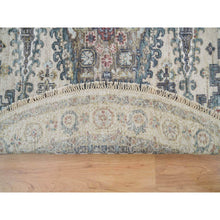 Load image into Gallery viewer, 5&#39;10&quot;x5&#39;10&quot; Eggshell Ivory, Plush and Lush, Tone on Tone, Natural Dyes, Extra Soft Wool, Hand Knotted Reimagined Persian Viss Design, Round, Oriental Rug FWR395022