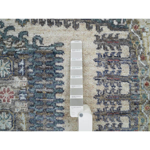 5'10"x5'10" Eggshell Ivory, Plush and Lush, Tone on Tone, Natural Dyes, Extra Soft Wool, Hand Knotted Reimagined Persian Viss Design, Round, Oriental Rug FWR395022