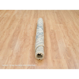 5'10"x5'10" Eggshell Ivory, Plush and Lush, Tone on Tone, Natural Dyes, Extra Soft Wool, Hand Knotted Reimagined Persian Viss Design, Round, Oriental Rug FWR395022