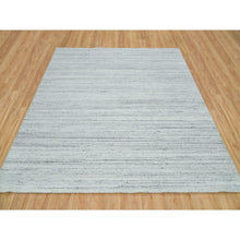 Load image into Gallery viewer, 8&#39;x8&#39; Ash Gray, Modern Striae Design, Tone on tone, Soft Pile, Natural Wool, Hand Loomed, Square Oriental Rug FWR395028