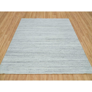 8'x8' Ash Gray, Modern Striae Design, Tone on tone, Soft Pile, Natural Wool, Hand Loomed, Square Oriental Rug FWR395028
