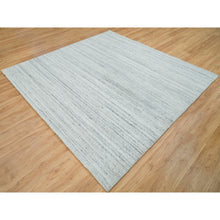 Load image into Gallery viewer, 8&#39;x8&#39; Ash Gray, Modern Striae Design, Tone on tone, Soft Pile, Natural Wool, Hand Loomed, Square Oriental Rug FWR395028