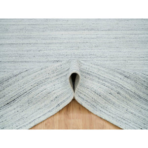 8'x8' Ash Gray, Modern Striae Design, Tone on tone, Soft Pile, Natural Wool, Hand Loomed, Square Oriental Rug FWR395028