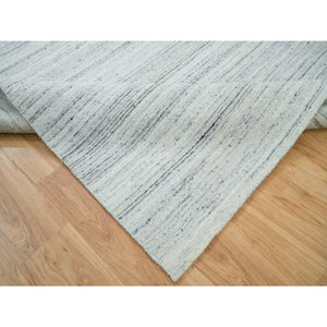8'x8' Ash Gray, Modern Striae Design, Tone on tone, Soft Pile, Natural Wool, Hand Loomed, Square Oriental Rug FWR395028